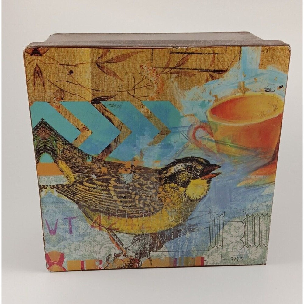 Phoenix Creative Co. Bird Coffee Tin Metal Copper Trinket Storage Box 6x6x3